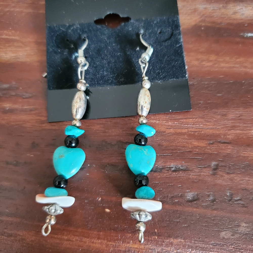 Turquoise and bead earrings
